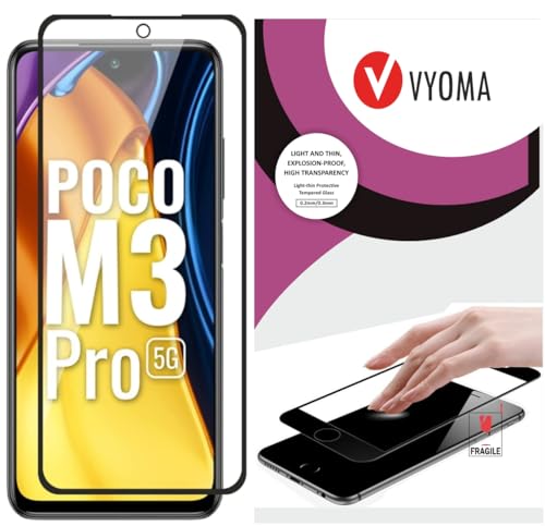 Image of VYOMA Military-Grade Gorilla Tempered Glass for Redmi Note 10 / 10s / Poco M3 Pro 5G (Black) Edge to Edge Full Screen Coverage | Scratch Resistant | Easy Installation Kit | Screen Protector for Smartphone | Bubble-Free | Ultra Clear HD Glass | Oleophobic Coating | Pack of 1