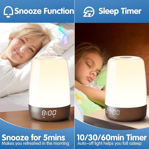 Image of Sunrise Alarm Clock Wake Up Light with Digital LED Display, Bedside Night Lamp with Snooze & Touch Control, Gradual Sunrise Simulation Alarm Clock for Bedroom