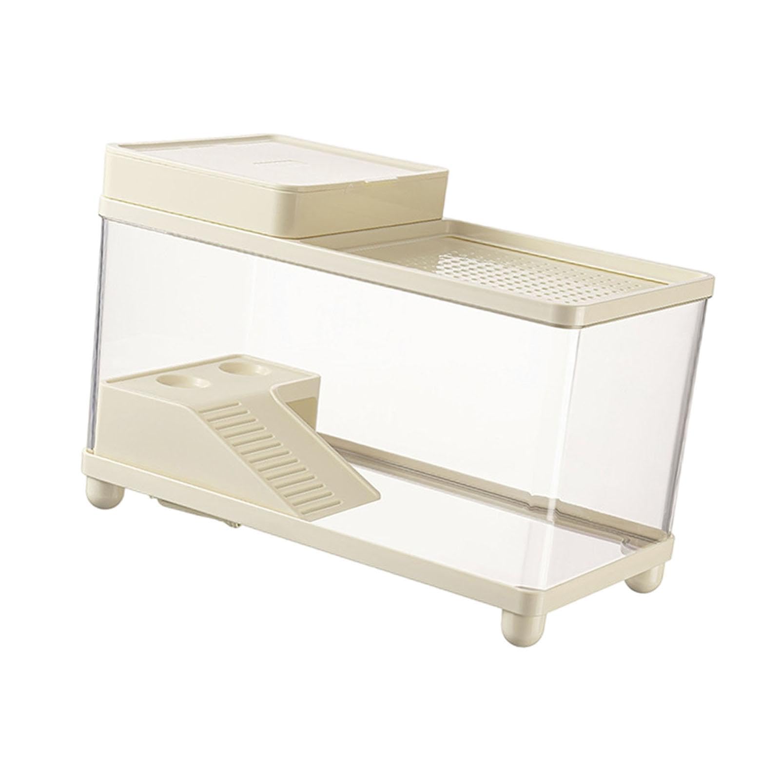 Fenteer Grande Vasca per Tartarughe, Vasca per La Riproduzione di Tartarughe, Acquario, Habitat per Tartarughe, per Piccole Tartarughe Rettili, 15,71 Pollici, Beige
