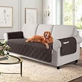TAOCOCO Waterproof Sofa Covers for Dogs Pets with Non Slip Backing, Couch Seat Covers with Side Pocket for 3 Cushion Couch Washable Dog Couch Cover Protector Sofa Slipcovers(Sofa, Chocolate)