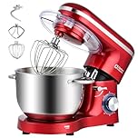 Kitchen in the box Stand Mixer, 6.5QT Kitchen Mixer, 6-Speed 660W Dough Mixer with Egg Whisk,Dough Hook,Beater for Home Baking (Red, 6.5QT)