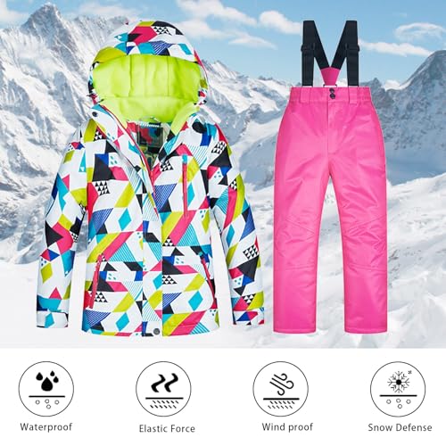 Kids Girls Boy Winter Bib Snow Pants And Jackets Toddler Girl Snowsuit Winter Coat Waterproof Outdoor Snowboarding (G, 3-4 Years)2