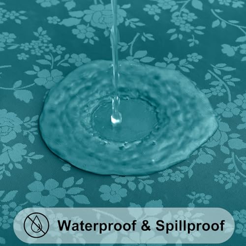Image of Smiry Rectangle Table Cloth, Waterproof Heavy Duty Vinyl Tablecloths, Wipeable Washable Table Cover for Kitchen and Dining Room (Emerald Green, 70 inch X 90 inch)