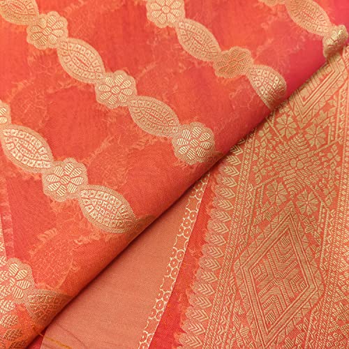 Image of RANI SAAHIBA Women's Georgette Silk Resham Woven Saree With Blouse Piece
