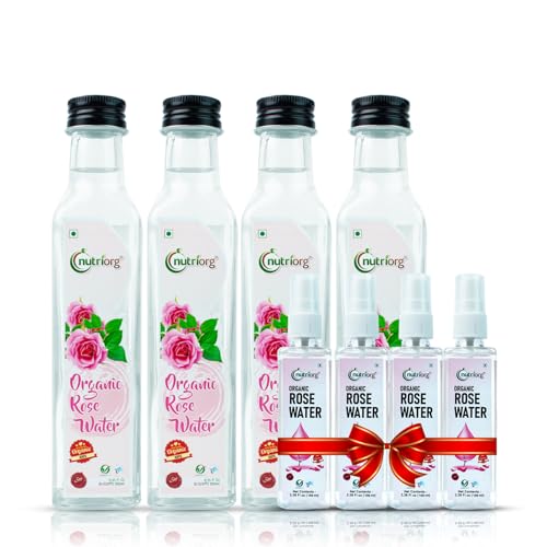 Image of Nutriorg Certified Organic Rose Water 1 Litre (Pack of 4)
