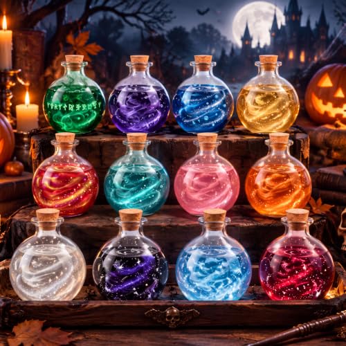 12 Pcs 8.5 oz Glass Potion Bottles with Cork, Halloween DIY Crafts Bottle