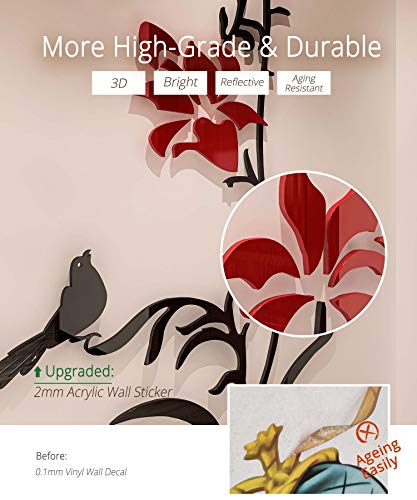 3D Creative Flower Wall Murals For Living Room Bedroom Sofa Backdrop Tv Wall Background, Originality Stickers Gift, Wall Sticker Decor Decals (70(H) X 28(W) Inches) #TOP2