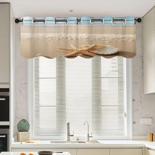 Cortinas opacas de concha de mar y playa de 52 x 18.1 pulgadas para ventana de dormitorio 4