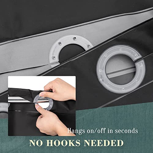 Image of No Hook PEVA Shower Curtain or Liner - 8G Heavy Duty Black Bathroom Shower Curtain No Hooks Required, Waterproof Plastic & PVC Free, Standard Size 71 x 74, Black