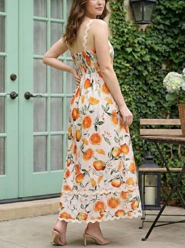 Image of Women's Classy Sleeveless Lemon Print Maxi RIC Rac Dress