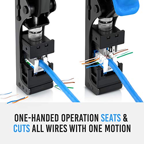 Speed Termination Tool for RJ45 4-Pair UTP Keystone Jacks With 20-Pack of Cat6/Cat5e Keystone Jacks (10 White, 10 Blue). - Thumbnail 5