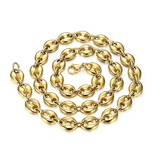 BOBIJOO Jewelry - Chaîne Collier Grain de Café Homme Femme Acier 316L Plaqué Doré Or 4 Tailles au Choix - Doré 11mm