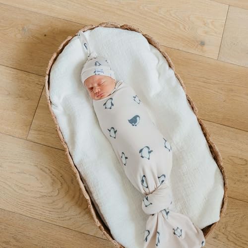 Image of Copper Pearl Swaddle Blankets for Newborns | Soft Stretchy Receiving Blankets for Boys and Girls | Large 46 x 46 Inch Baby Blankets | Lightweight and Breathable Swaddles | Penguins