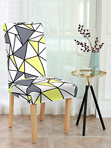 Image of Cortina Dining Chair Slipcovers | Protection Chair Covers | Geometric Print, Removable, Washable | Universal Fit Super Soft Stretchy Polyester Spandex | Hotel, Marriage, Wedding | Pack of 6, Multi 3