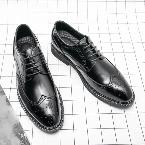 Wingtip Brogue Formal Shoes for Mens Top-Grain Leather Classic Business Party Wedding Non Slip Block Heel Anti-Slip Slip Resistant Casual Fashion Lace Up Plain Toe Uniform2