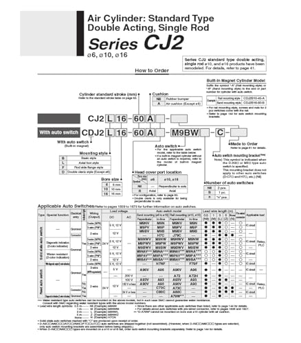 Cilindro neumático CDJ2B de doble efecto con vástago simple para automatización 4