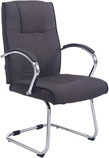 CLP Sedia Cantilever Basel V2 Con Braccioli In Stoffa I Sedia A Sbalzo Per Ufficio I Poltroncina Conferenza Imbottita In Metallo Cromato, Colore:grigio scuro