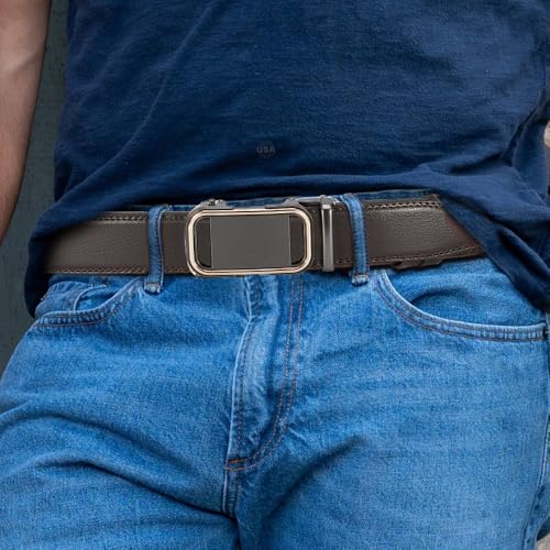 Ratchet Belt for Men - 2 Packs Leather Mens belt For Gift Men Dress and Casual,Trim to Fit4