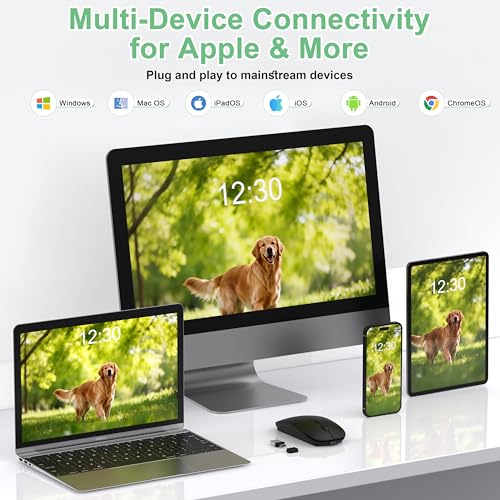 Image of Gizdot-S1 Bluetooth Mouse for Laptop /MacBook Air /Pro & iPad, Wireless Rechargeable Mouse with Type-C, Slim Mouse Jiggler for iMac, 4 Connection Modes, Silent Click, 1600 DPI Compatible Mac OS /Windows