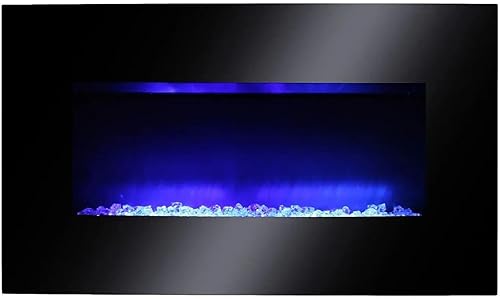 Miniatura 2 de Estufa eléctrica con calentador de chimenea de 38 pulgadas | Pantalla curvada de vidrio templado con efecto de tronco o cristal | Montaje en