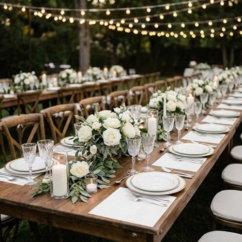 Image of Henoyso 1000 Count 2-ply 16 inch x 16 inch White Bamboo Dinner Napkins