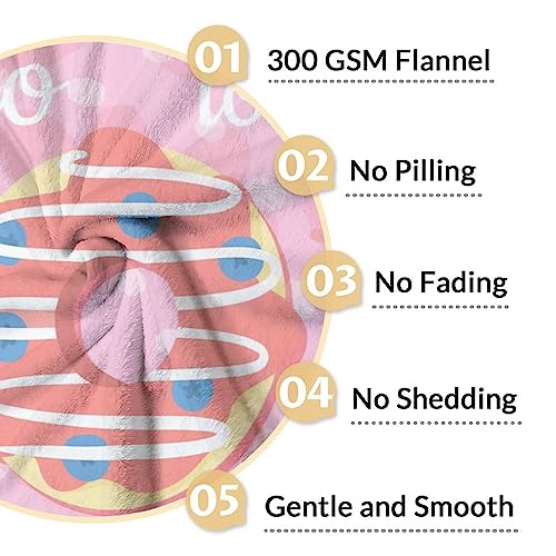 Girls Blanket - 60"x80" Cute Donut Throw Blanket Gifts for Girls - Pink Soft Fuzzy Doughnut Blanket for Bed, Couch & Living Room