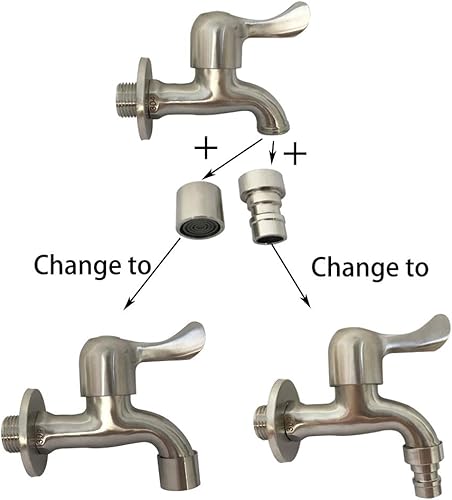 Miniatura 2 de Farnavi Acero inoxidable Lavandería Baño Lavadora Grifo Fregona Estanque Bibcock Montado en la Pared Solo Grifo de Agua Fría