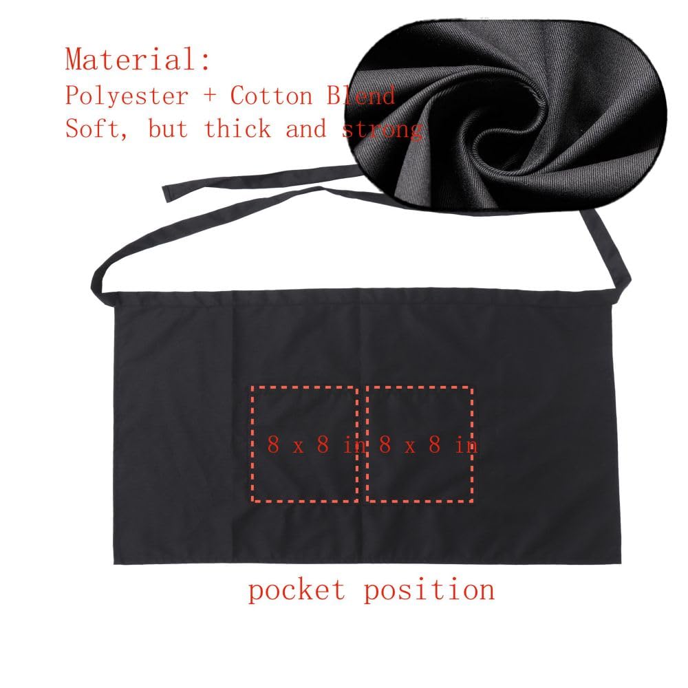 King Mills Unisex Waist/half Bistro Server Aprons With Pockets.plus Size Apron Xl Xxl Or Waist W40+,extra Large And Long Also Fits Big And Tall Men. Chef Or Waiter/waitress Apron.RD 2PK - Image 2