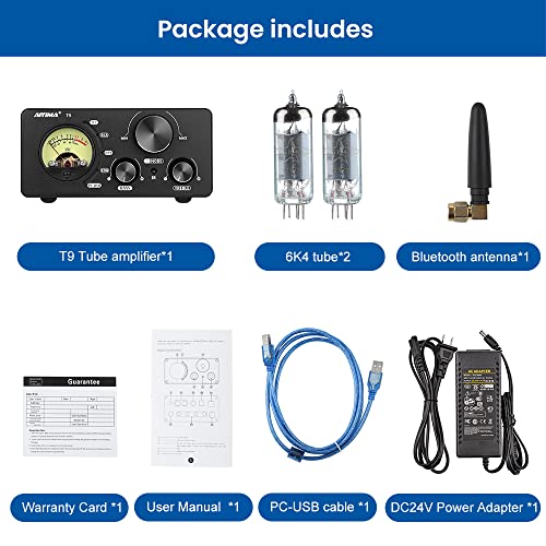 Mejora AIYIMA TUBE T9 Bluetooth 5.0 6K4 Amplificador de tubo de vacío USB DAC 100W Receptor estéreo Amp COAX/OPT HiFi Home Audio Amplificadores digitales con medidor de VU - imagen 9