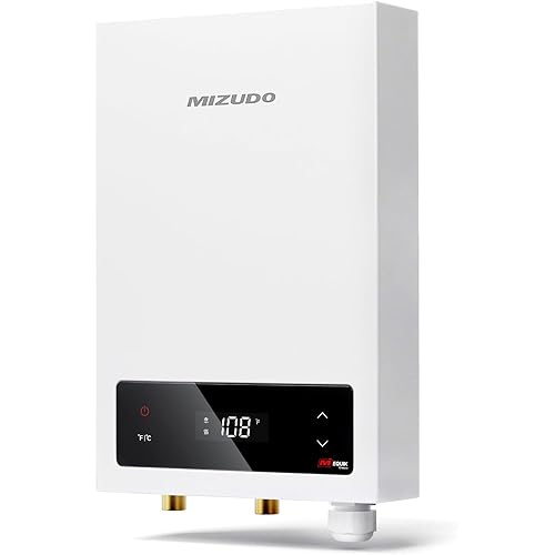 11kW Tankless Water Heater Electric, MIZUDO 240 Volt Instant Hot Water Heater, Up to 2.6 GPM for 1-2 Point of Use, with LED Digital Display, ETL Certified