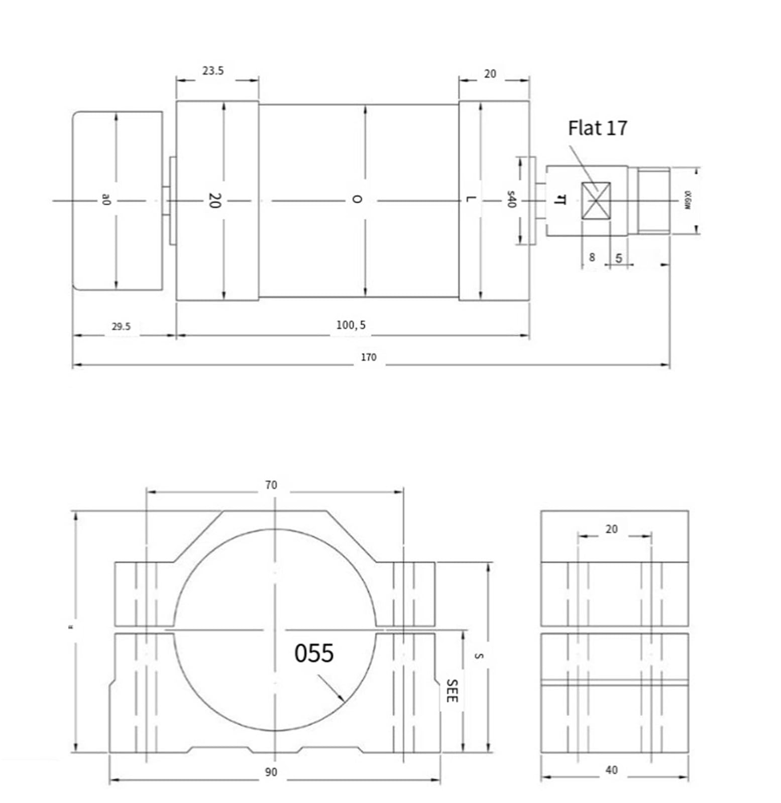 Zestaw silnika wrzeciona, Silnik Wrzeciona, Zestaw Bezszczotkowy CNC 500 W 48 V DC Do Frezarki I Wiertarki Grawerującej do frezarki DIY(Mounting base)