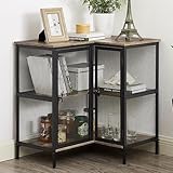 VECELO Armario esquinero de 3 Niveles con Puertas y estantes de Almacenamiento, Color