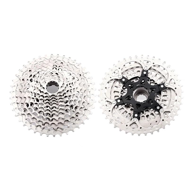 PiñOn Bicicleta Cassette de 12 velocidades 9-50T, volante de inercia de acero con cable 11S, piñón de bicicleta de montaña de 11 V, piezas de bicicleta Cassettes Y PiñOnes Para Bicicletas(Silver 11S 9