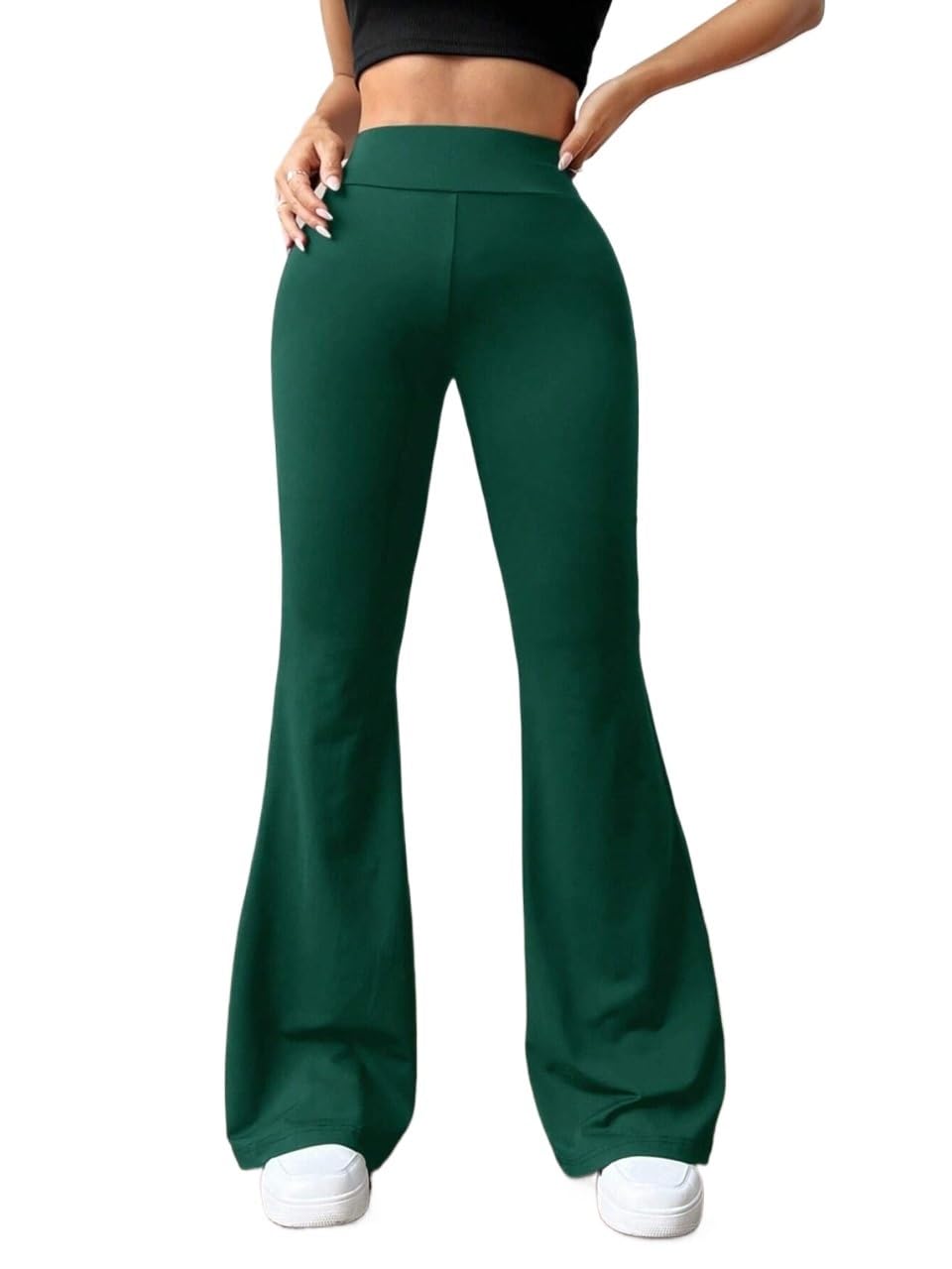 Womens Fall Elastic Waist Knit Pants Trousers Green