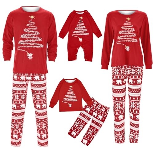 BAUENIEROY Matching pjs for Couples,Family Christmas Pyjamas Set Fashion Mens Womens Printed Xmas Matching Pyjama Kids Pjs Family Cute Boys Girls Matching Christmas Pj,Red,XL