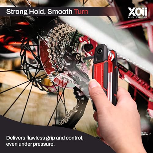 Image of 17PC Folding Allen Wrench Set, Pack of 2, Metric & SAE Hex Keys, Portable Multi-Size Allen Key Tool Set for Automotive, Bike, Home, DIY Repairs & Workshop, Durable Folding Design (Red)