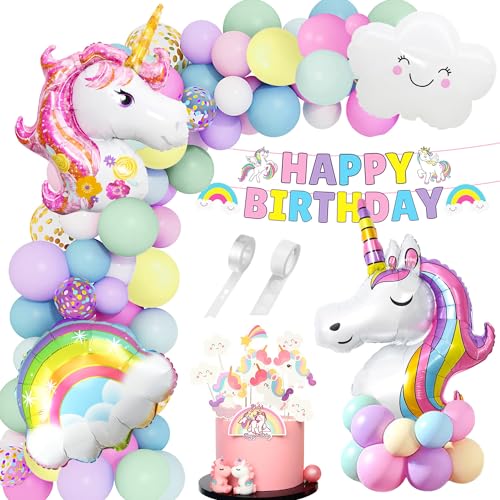 Décoration d'anniversaire Licorne, Géant Ballons en aluminium Licorne, Ballons Nuages à Hélium, ballon en Latex Macaron avec Licorne bannière, Licorne Thème Ballons pour Filles d'anniversaire fête Décoration d'anniversaire Licorne, Géant Ballons en aluminium Licorne, Ballons Nuages à Hélium, ballon en Latex Macaron avec Licorne bannière, Licorne Thème Ballons pour Filles d'anniversaire fête