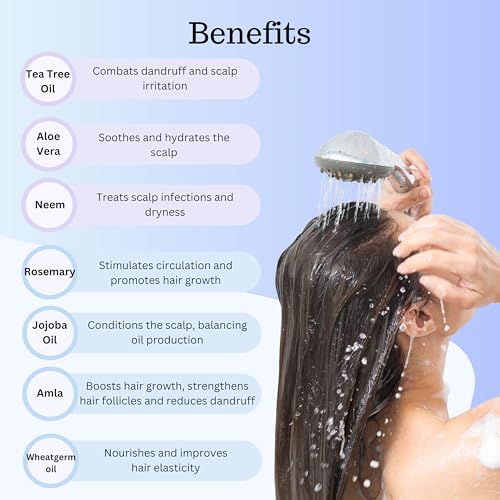 Image of Gentle Cleansing Shampoo, Anti-Dandruff, Anti Hairfall, with Tea Tree, Aloe Vera, Rosemary, Amla, Neem, Wheatgerm Oil, Jojoba Oil, 200ml