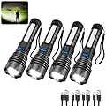 ZioeYiue Rechargeable Flashlights High Lumens, 7Mode Flashlights Rechargeable, Super Bright Flashlight Camping, Adjustable Tactical Flash Light High Powered, LED Flashlight for Home Emergency 4Pack
