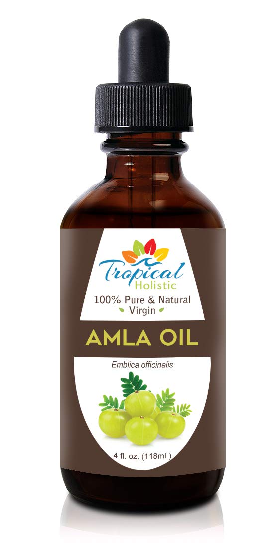 Tropical Holistic 100% Pure Amla Oil 4 oz, Unrefined Indian Gooseberry Oil, Non-GMO Organic Oil for Healthy Beard, Scalp, Split Ends