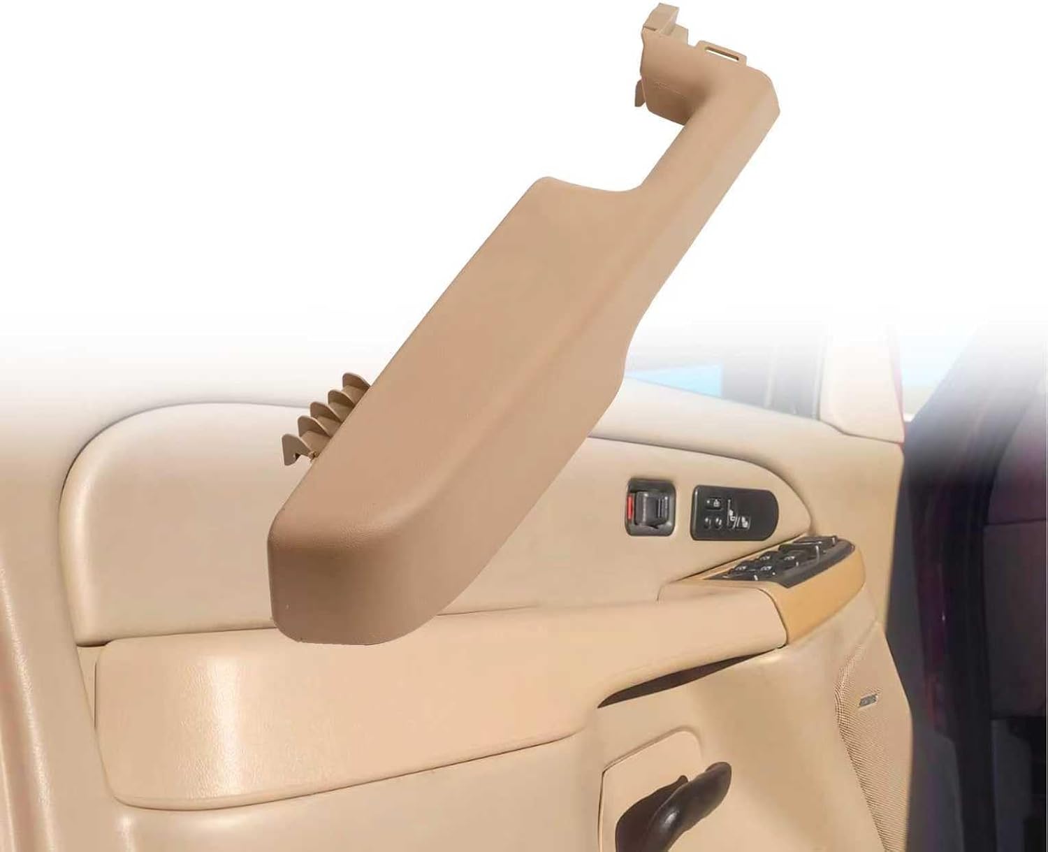 Driver Left Side Front Door Armrest Handle Replacement Compatible with 1999-2006 Chevy Suburban/Tahoe, GMC Yukon/Avalanche Escalade Replace Part # 88981574 (Beige)