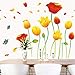 GUDOJK Adesivo da Parete Adesivi murali Tulipani Fiori Luminosi Home Living Room Veranda vivaio Rimovibile Fiori autoadesivi Trasparente Modello Stampato