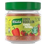 Die Knorr Gemüse Bouillon Tomate und Paprika ist aus 100 Prozent natürlichen und veganen Zutaten hergestellt