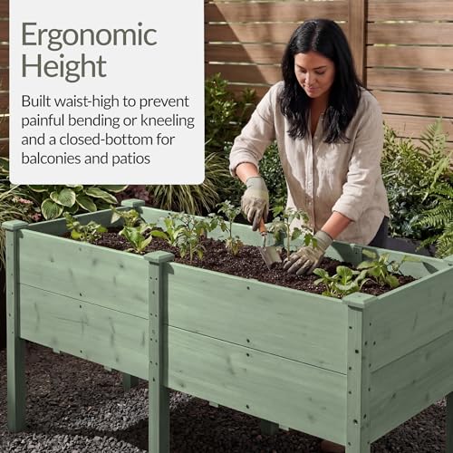 Image of Best Choice Products 72 inch x 24 inch x 30 inch Raised Garden Bed with Extra Deep 16 inch Depth, Elevated Wood Planter Box Stand for Backyard, Patio, Balcony, Natural Fir Wood - Sage