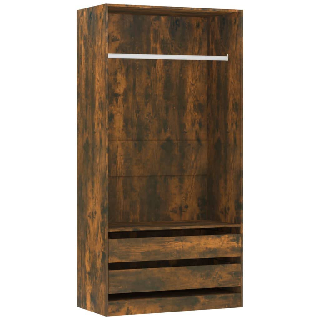 vidaXL Wardrobe Bedroom Closet Armoire Clothes Organiser Highboard Cloth Wardrobe Clothes Storage Cupboard Smoked Oak Engineered Wood