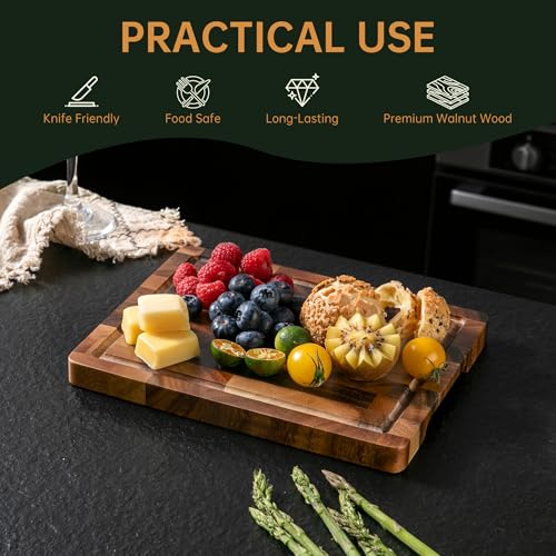 Image of THETCHRY Walnut Cutting Board, Small Wooden Cutting Board Meal Prep Serving