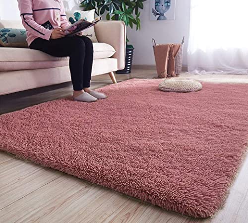 Image of Urban Modern Decor Features 3x5 Feet Modern Soft Shaggy Carpet Thick, Fluffy & 2 inch Pile Shag Rug for Your Kids Room, Bedroom & Livingroom(3x5 feet, Pink Plain)