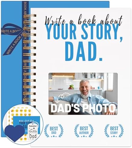 Dad Story Book (Hardcover), Dad Book to Fill Out, A Meaningful Keepsake for Dad to Share His Memories, 260+ Prompt Questions, Gifts for Dad for Father's Day, Birthday & Christmas, Spiral Bound