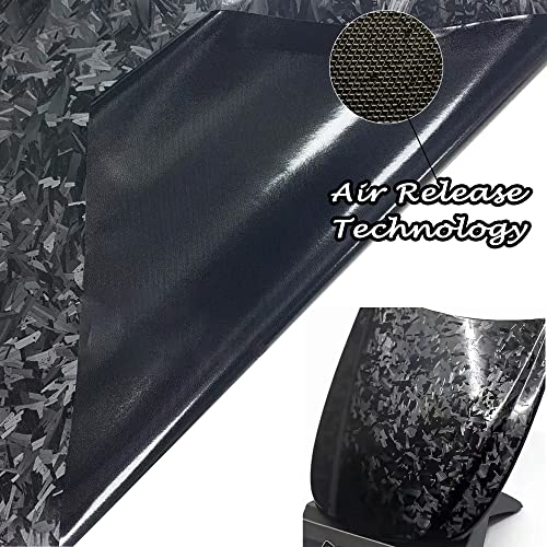 Black Forged Carbon Fiber Vinyl Wrapping Roll, Lypumso Matte Black Car Wrap Vinyl Bubble Free Air Release Auto DIY Sticker Car Motorcycle Self Adhesive Sticker (Black Tattoo Carbon, 1ft x 10ft)