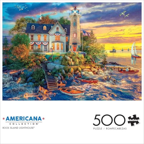 Buffalo Games - Dominic Davison - Rock Island Lighthouse - Rompecabezas de 500 piezas para adultos miniatura 3